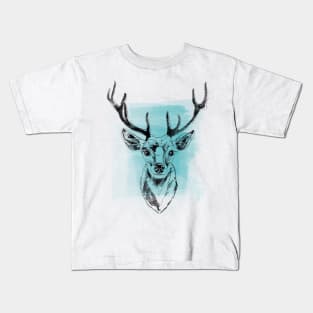 Graphic Reindeer black on grunge texture Kids T-Shirt